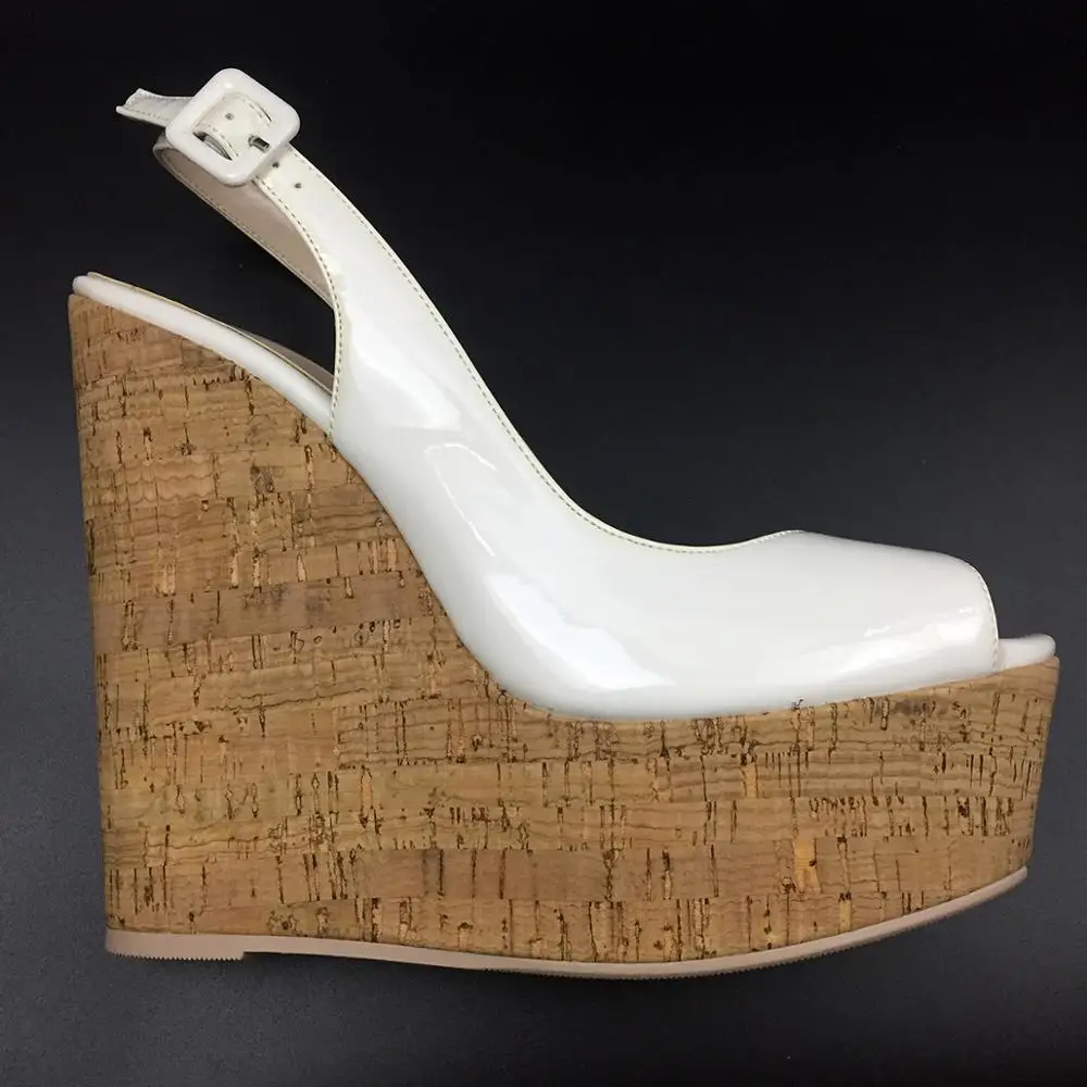 Женские босоножки на высокой подошве Aimirlly белые с ремешком пятке ручная