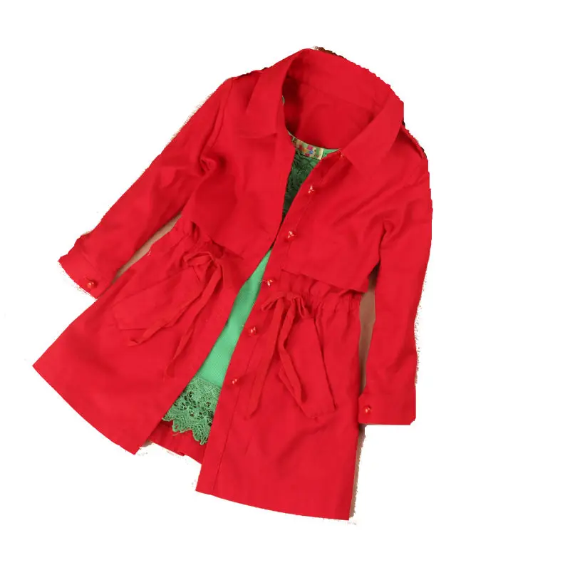 Тренч для девочек одежда осень 2019 детская хлопковая однобортная куртка ветровка