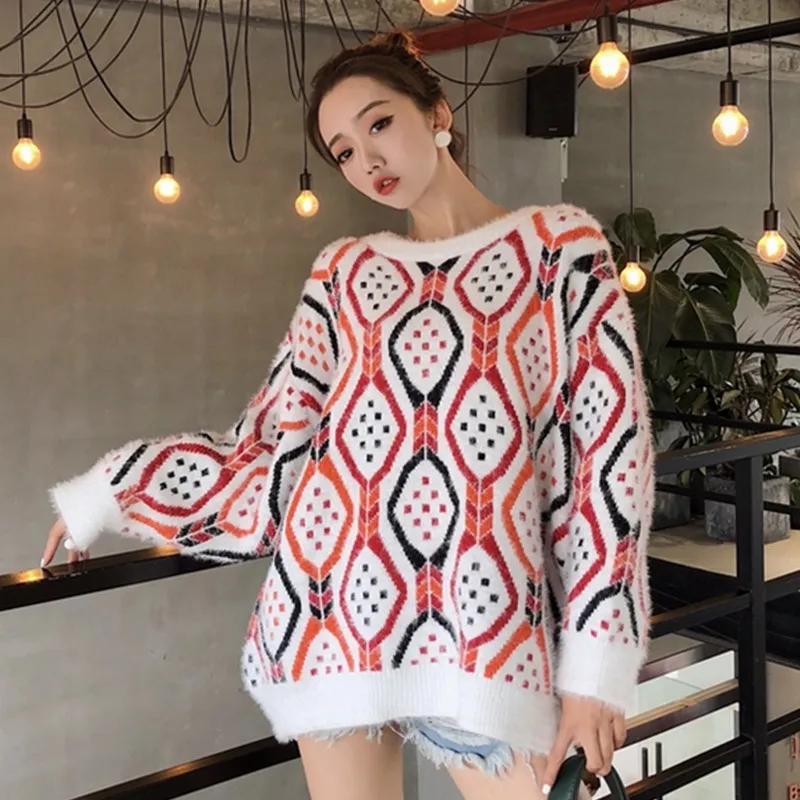 [EWQ милые женские туфли с круглым вырезом узором &quotромбиками&quot рукавами летучая