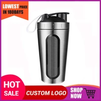 custom logo stainless steel protein shaker with mixing ball bpa free water bottle leakproof gym tumbler mixer sport drink bottle