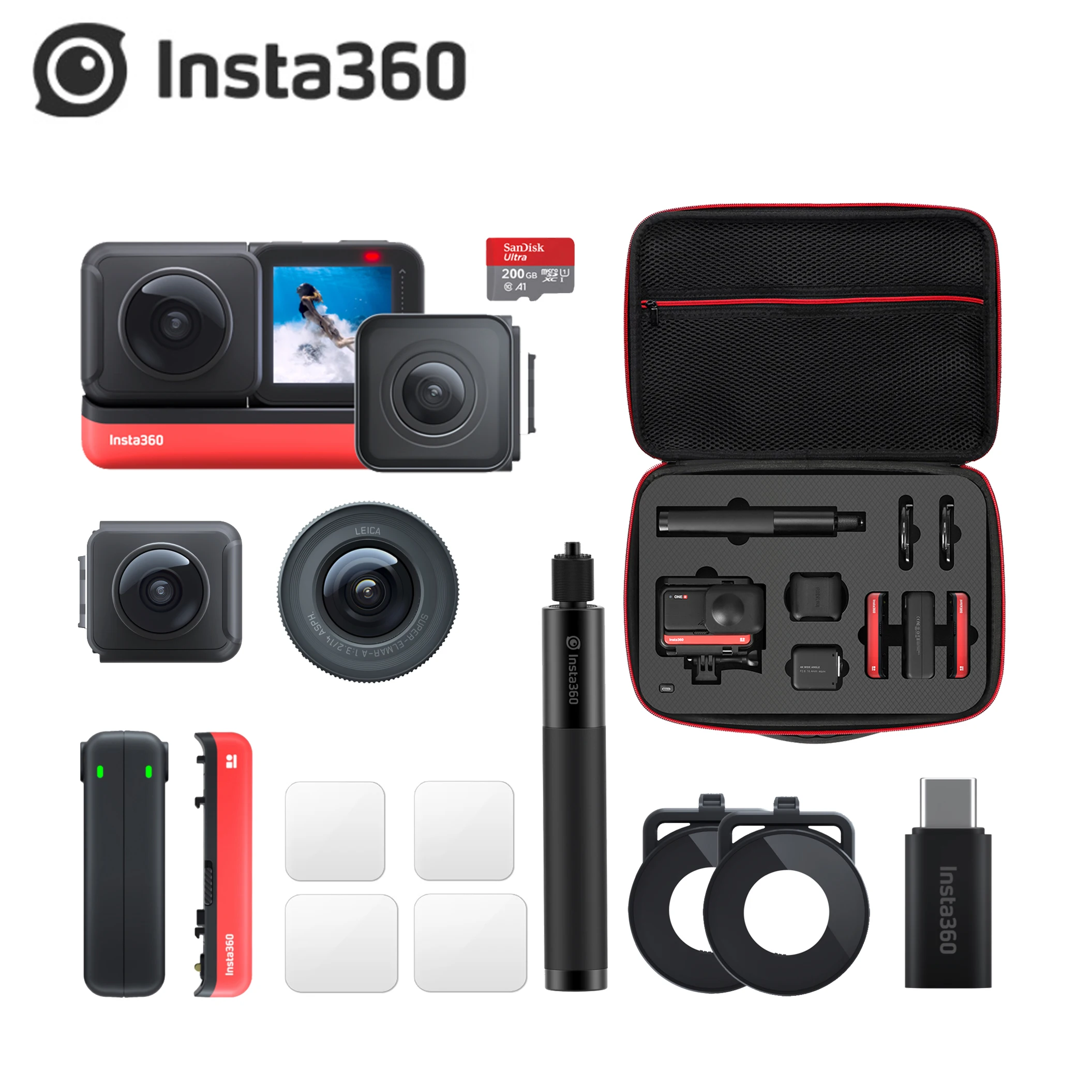 Insta360 ONE R 5 7 K 360 4K широкоугольная видеокамера невидимый чехол для селфи сумка insta one