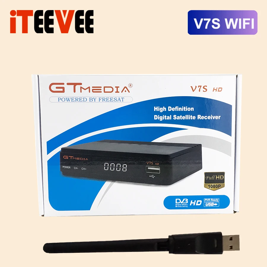 Оригинальный Freesat Мини цифровой спутниковый ТВ-приставка приемник V7S HD DVBS2 Suppport