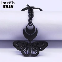 witchcraft moon butterfly stainless steel keyrings womenmen wallet chain jewelry regalos para mujer k7049s03