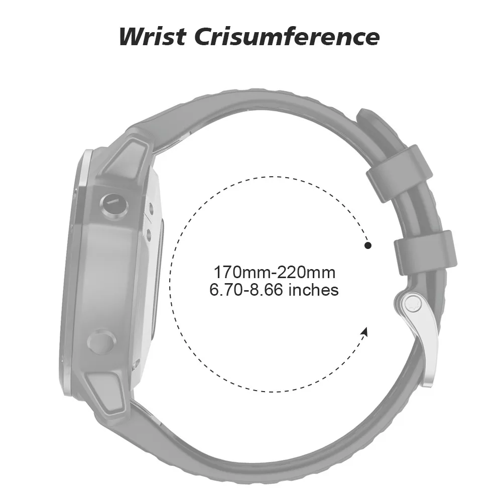 ANBEST 26mm 22mm Band for Garmin Fenix 6X/ 6X Pro/5X/3 Soft Silicone Strap for Fenix 6/6 Pro/5/5 Plus Smartwatch Accessories