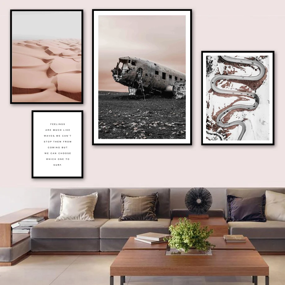 Исландия самолет обломков пустынная дорогой художественная стена с цитатой