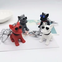 hip hop bulldog keychain sunglasses bulldog keychain bag pendant creative animal shaped ornaments