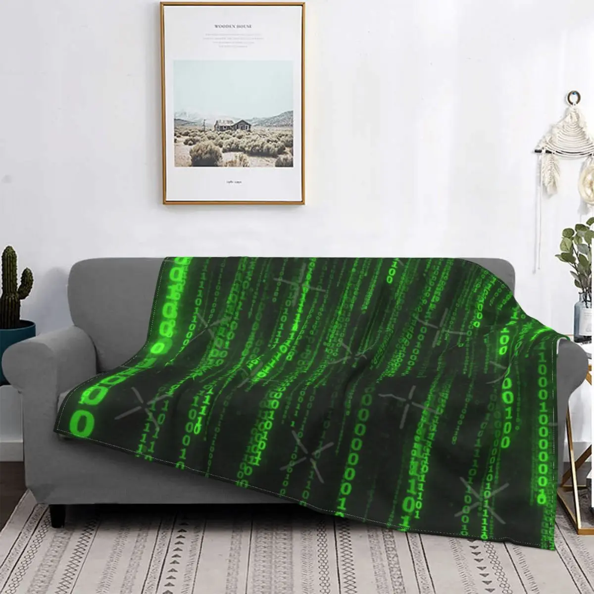 

Manta de Code verde Matrix с надписью, colcha a cuadros, fundas de cama, 90 cuadros