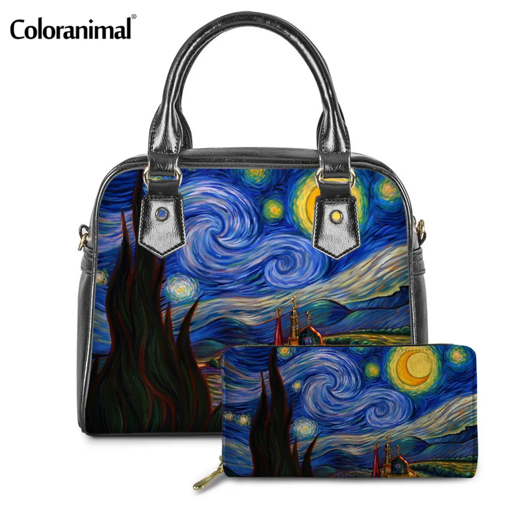 Coloranimal бренд дизайн для женщин картина маслом Сумки из натуральной кожи 2