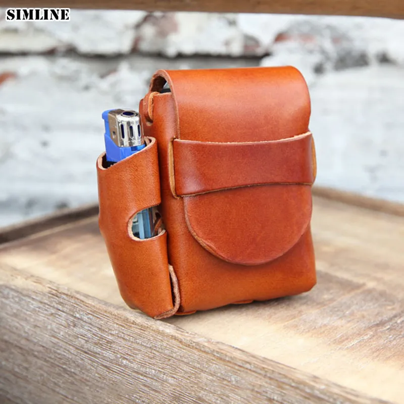 Чехол для сигарет из натуральной кожи винтажный держатель бокса ручной работы