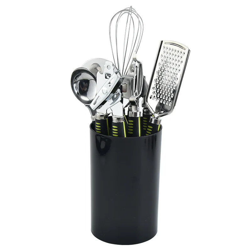 

7-Piece Kitchen Gadgets in Stock Cheese Planer Pizza Shovel Can Openers Garlic Press Stainless Steel Kitchenware Set