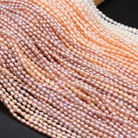 fine 100 natural freshwater pearl rice shape beads purple white for jewelry making diy women bracelets necklace size 3 3 5mm