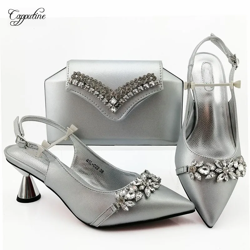 

Charming Party Set Royal Blue High Heel Shoes With Handbag Set For Evening Party QSL022 Heel Height 7CM