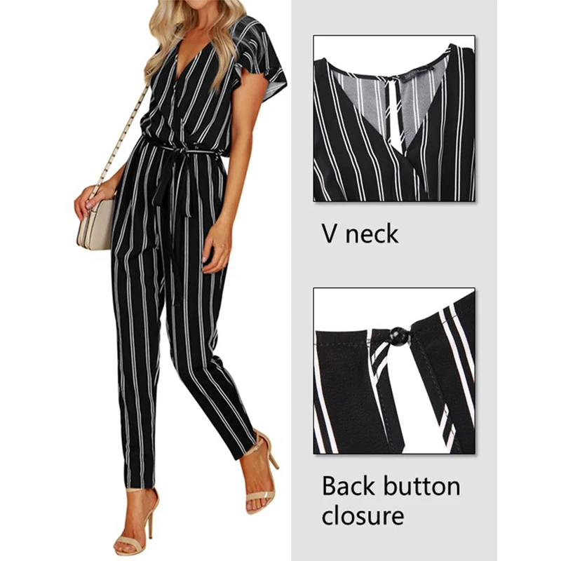 Элегантный женский комбинезон ZANZEA 2021 женские шаровары в полоску брюки боди