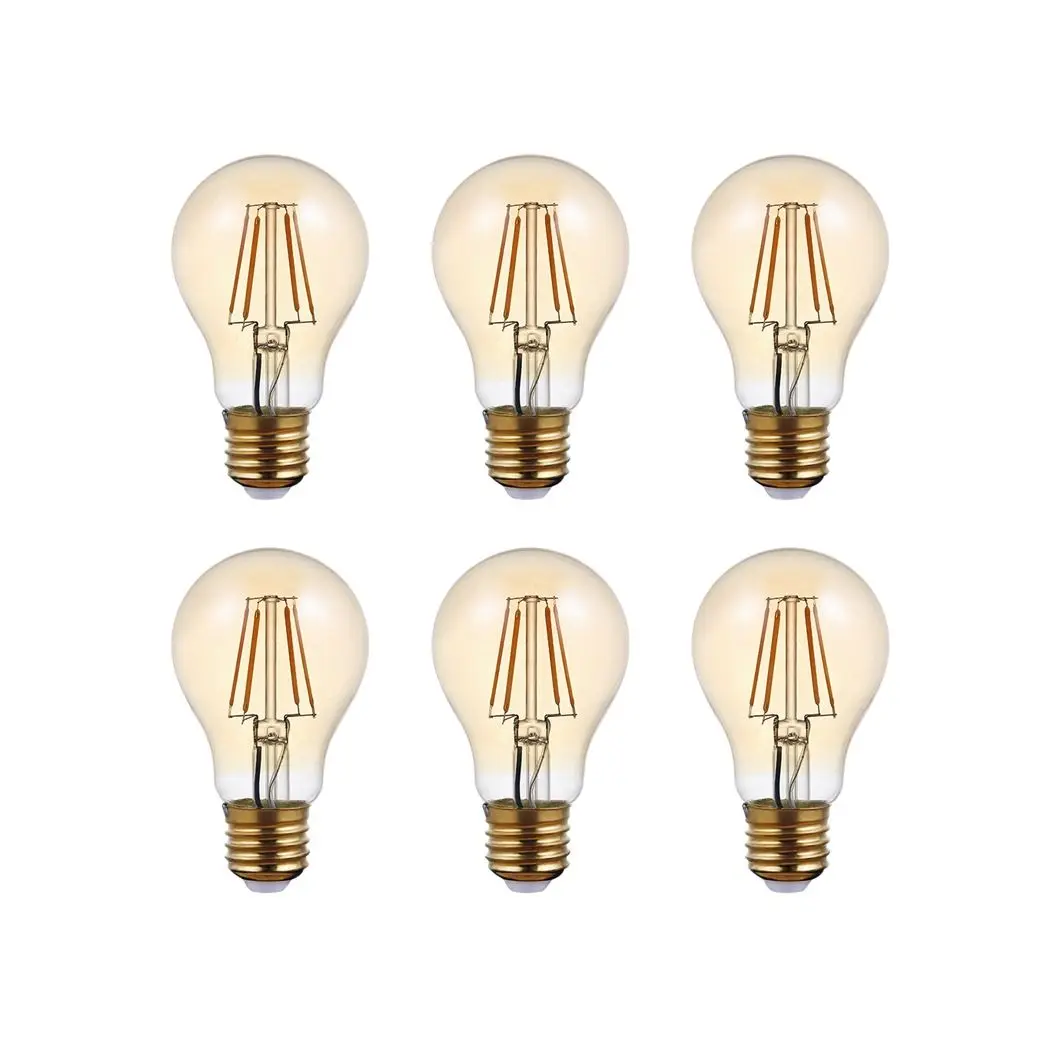 

6pcs/Lot Retro Edison Filament Bulb A60 6W Decor for Chrismas E27 220V Vintage Lamp 2500K Home Decoration