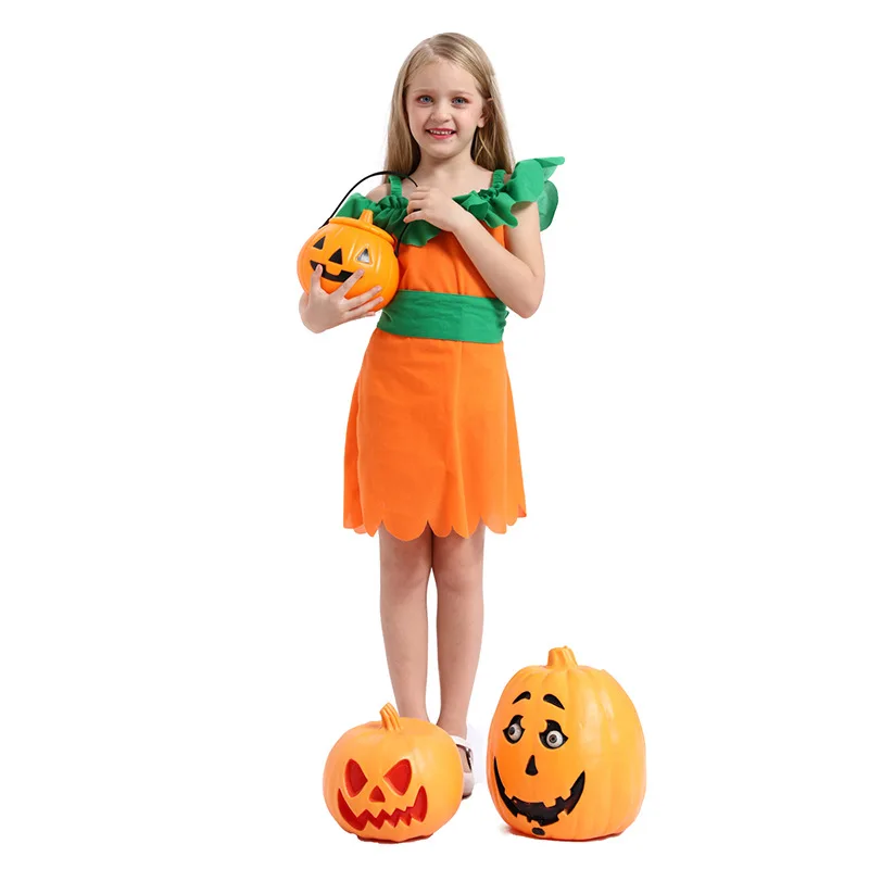 

Halloween Children's Costume Cosplay Costume Witch Performance Costume Pumpkin Dress Anime Girls Sets Cn(origin)