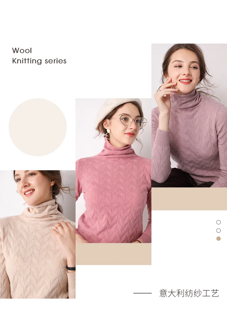 Women New Fashion Soft Sweaters and Pullover Wool Knitting Jumpers Ladies 8Colors Turtleneck Clothes