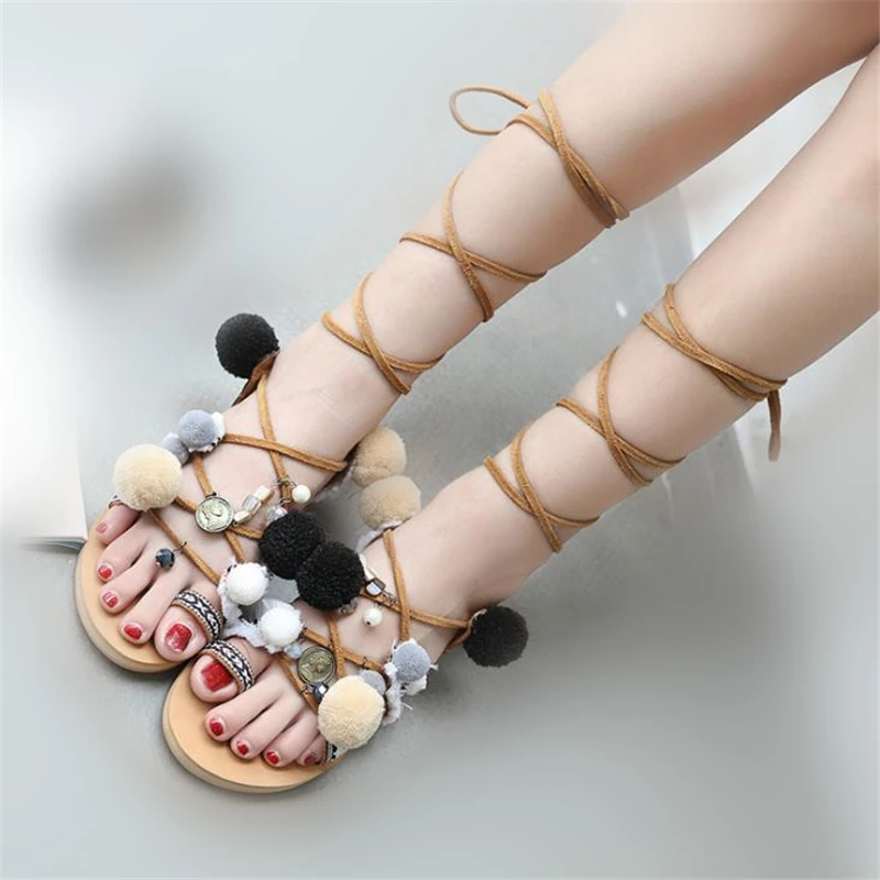 Женские босоножки в этническом стиле повседневные яркие сандалии-гладиаторы с