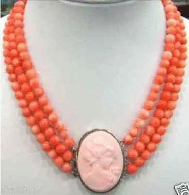 

A Rare 3 rows 6-7mm Pink coral beads necklace