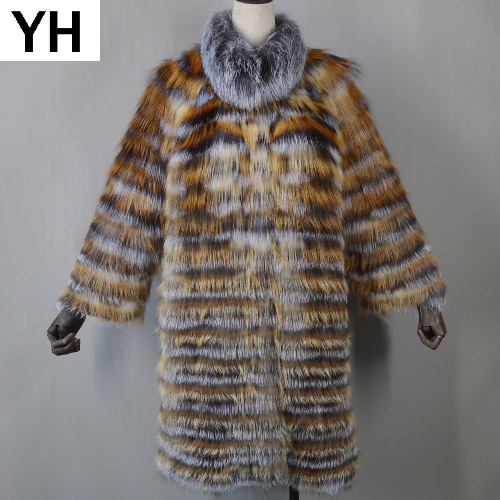 Новинка 2021 женские пальто из натурального Меха чернобурки зимняя модная куртка