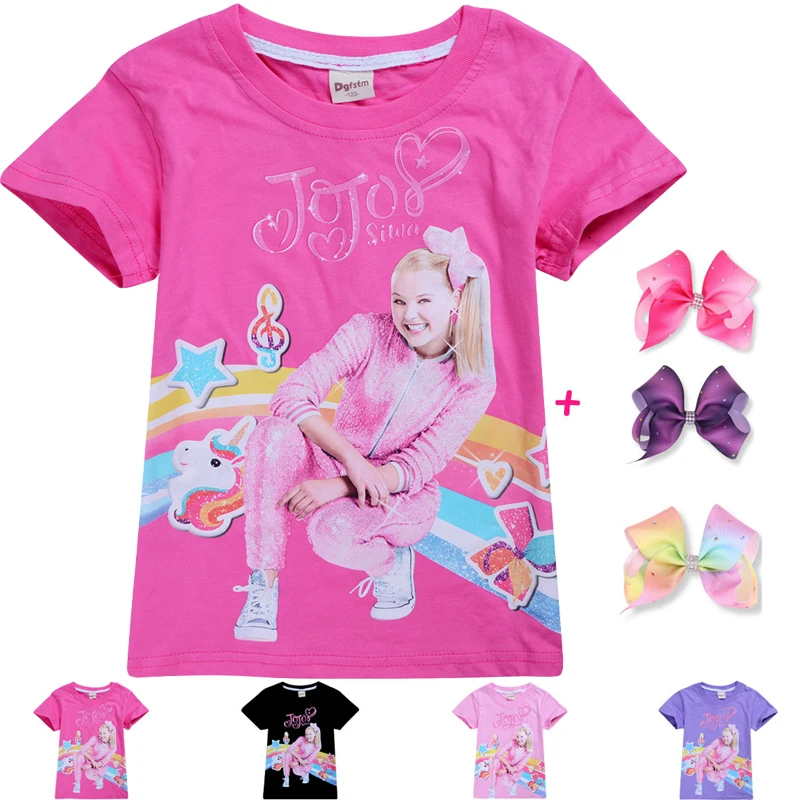 New Girl Kid Jojo Siwa T shirt Children Summer Autumn Short Sleeve Cotton T-shirt Tops Tee Baby Toodler Casual Home Wear Clothes