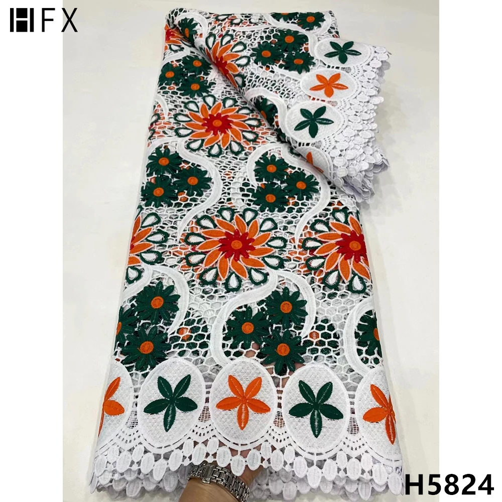 

Разноцветный материал для вечернего платья HFX, кружевная ткань с водным узором, шнур, гипюровое кружево 2021, тяжелый материал для одежды с выр...