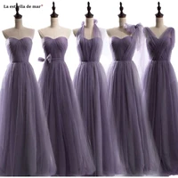 vestidos fiesta boda new tulle off the shoulder backless a line purple bridesmaid dress long wedding party dress cheap