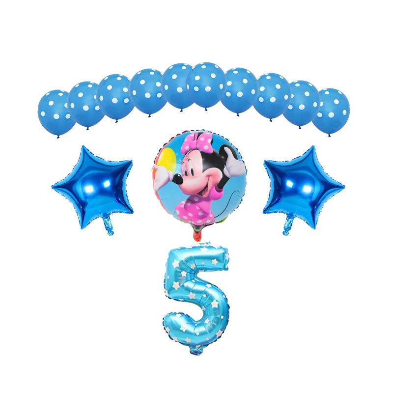 

14pcs/lot 18inch Mickey Minnie Mouse Foil Balloon Set Birthday Party Decorations Girls Baby Shower Air Globos Dot Latex Balloon