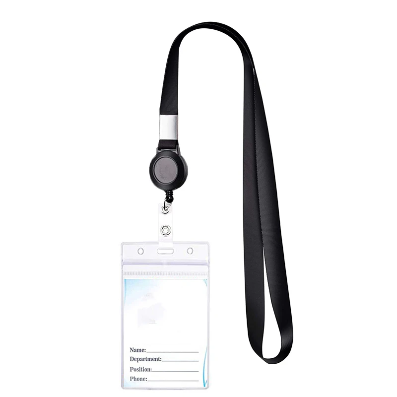 1PC Name Badge Holder Transparent Exhibition ID Card with Lanyard Neck Strap for Student Staff Nurse School Office Accessories | Канцтовары