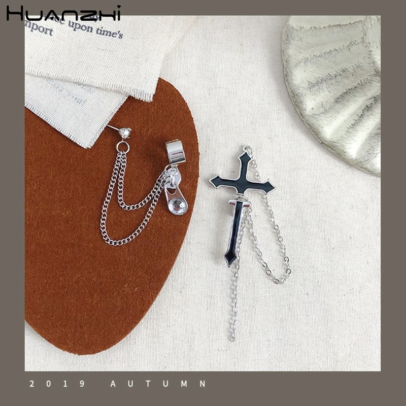 Женские готические серьги подвески HZ Cool черные металлические в стиле панк с