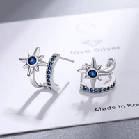 new arrival 30 silver plated trendy blue star crystal ladies stud earrings jewelry for women christmas gifts cheap