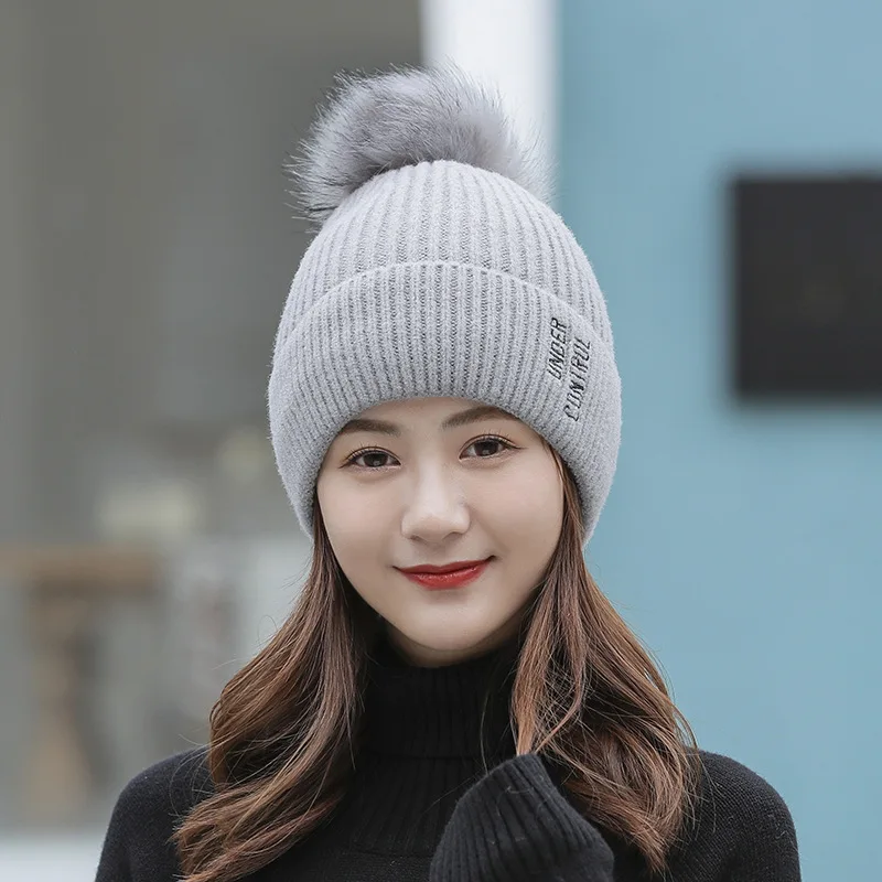 

Hat women winter plus-thick knitted hat bike warm ear hat cold wool cap