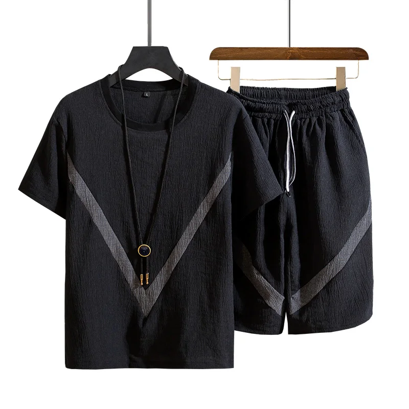 Мужской спортивный костюм с круглым вырезом летний Повседневный Спортивный в