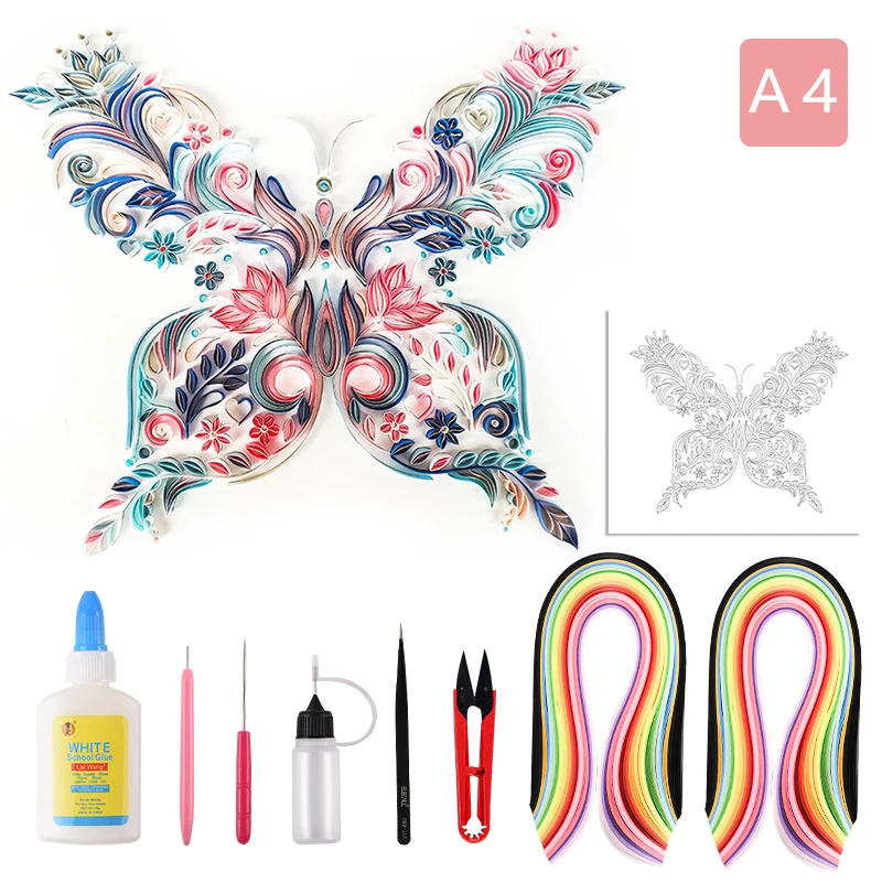 

DIY Paper Art Butterfly Quilling Paper Set Quilling Paper Filigree Art Decal Wall Decor Handicraft Tools Origami Paper Art