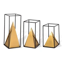 home decoration ornaments geometric pyramid model metal figurines office desktop decoration crafts bookcase decor business gifts