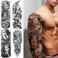 art full arm fake tattoos that look real stickers for kids men women body buddha head skull evil black demon temporary tattoos