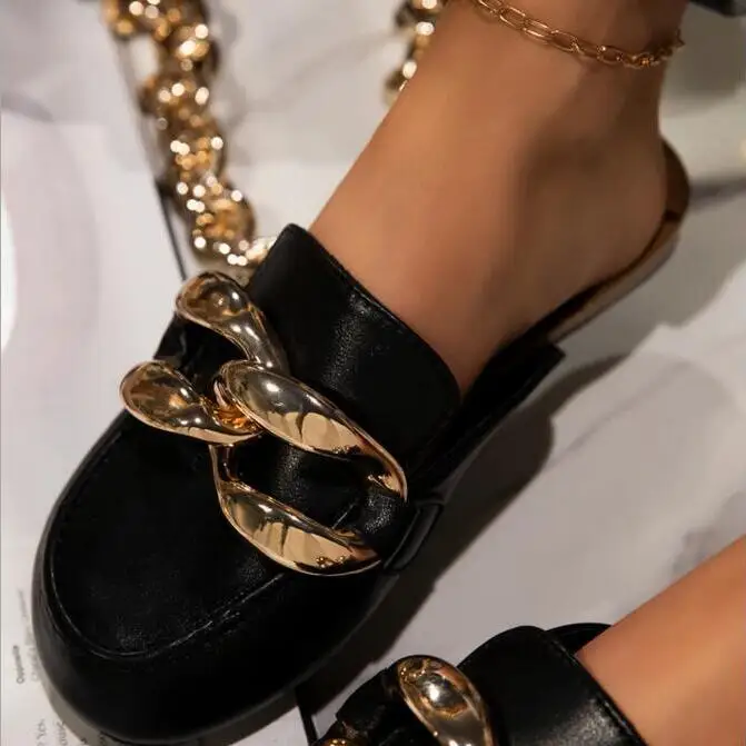

2021 spring and summer new slippers women's lazy shoes flat-bottomed half slippers Muller shoes women's sandals