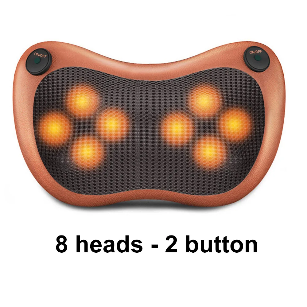 brown 2button 8head 12/8/6/4 глав массажная подушка сзади массажер для шеи шиацу боли автомобиля домой талии тело Электрический массажер - Цвет: brown 2button 8head