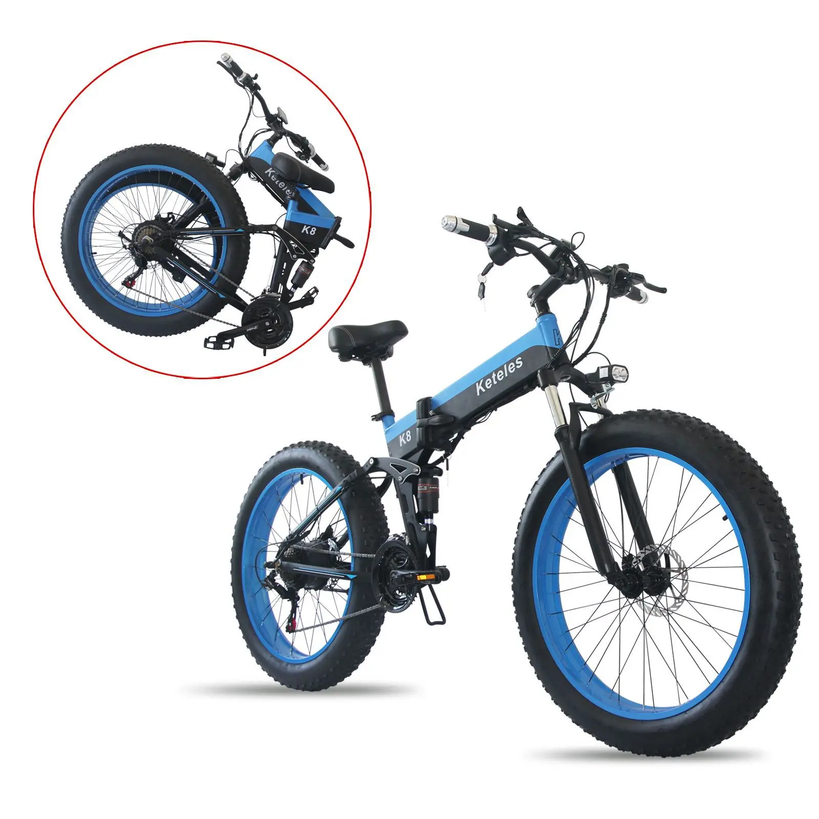 Folding Snow Mountain Bike 26 Inch 48V350W 7-speed Front And Rear Shock Absorption Electric Bike