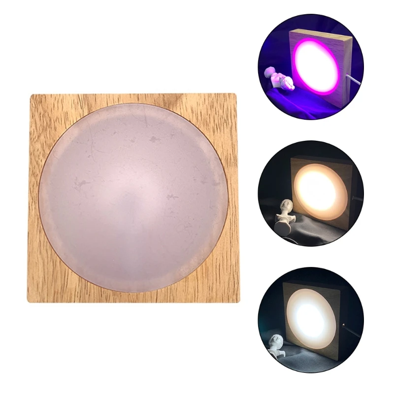 

H7JB 1 Piece LED Night Lights Base Wooden Holder Display Stand for Crystals Glass Ball Illumination Lights Base Square Shaped