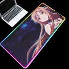 Yuzuoan аниме милая девушка USB с светодиодный подсветкой RGB супер большой размер игровой коврик для мыши утолщенный с замком клавиатуры Pad