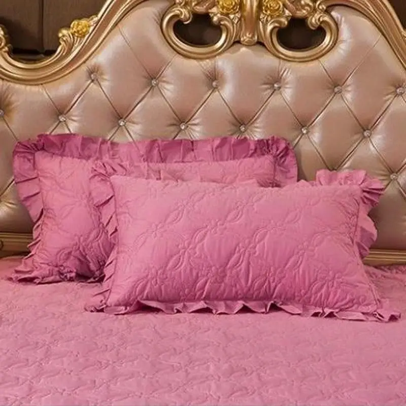 

100% Cotton Pillowcase Cotton Single Cotton Pillowcase Pair of Solid Color Thickened Lotus Leaf Pillow Cases Home Decor 48x74cm