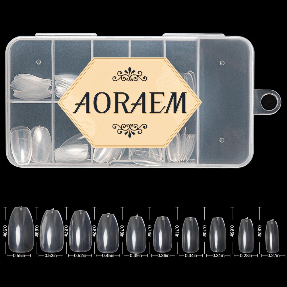 

AORAEM Fake Nail Tips 100pcs Box False Nails Artificial Full Cover Coffin Clear Natural Manicure Nail Art Decoration DIY Tools