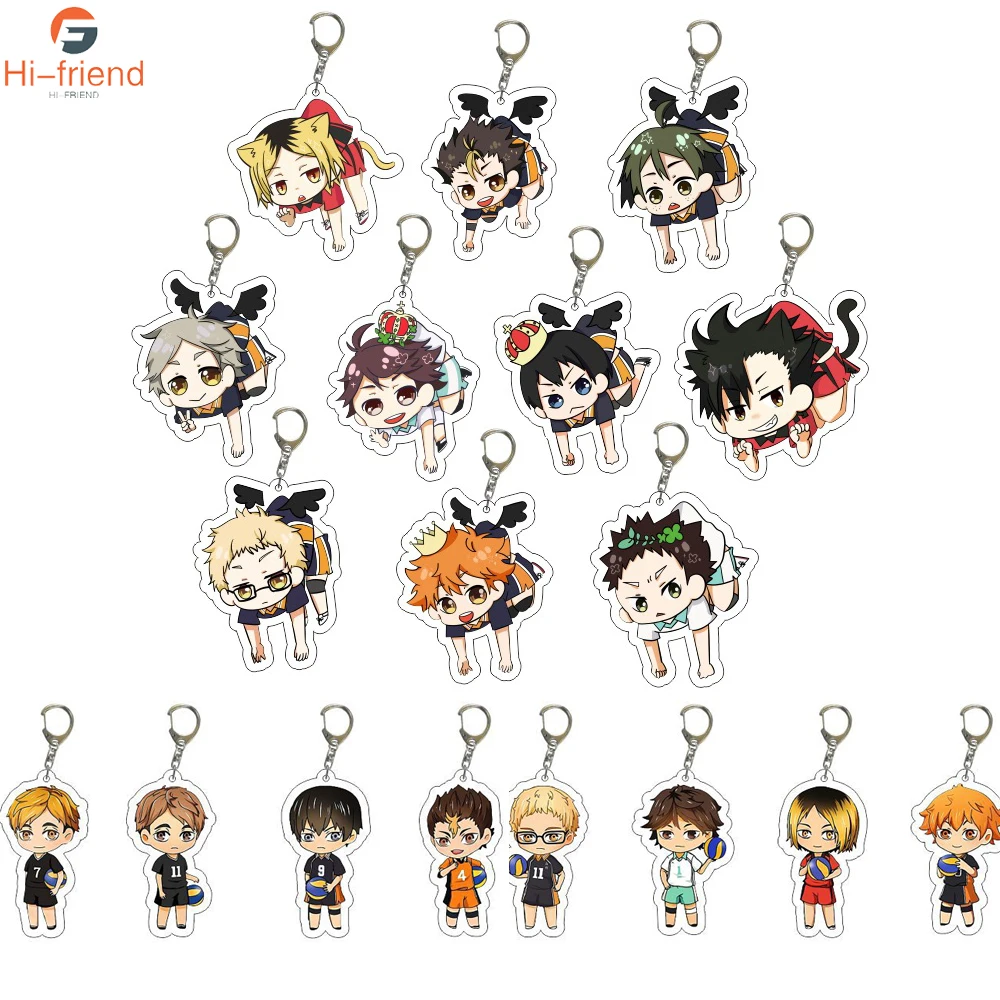 

Оптовая продажа, брелок Haikyuu, мужской брелок для ключей, Женский акриловый брелок для ключей, цепочка для брюк, Детская Подвеска, модные укра...