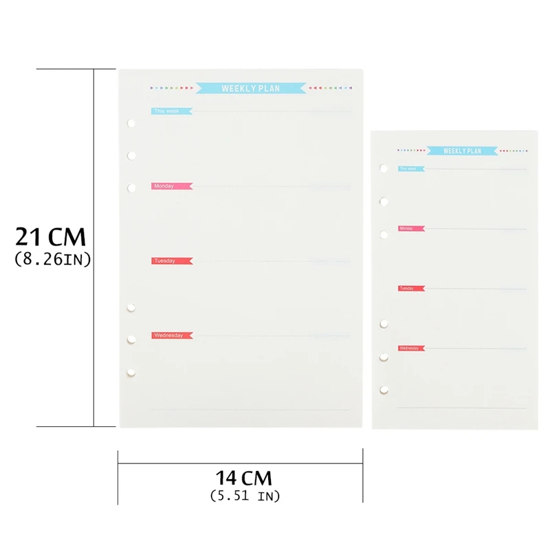 

6 Holes Loose Leaf Notebook Spiral Planner Refill Inner Paper A5 A6 Pages Diary Weekly Monthly Plan To do List 40Pcs/Set