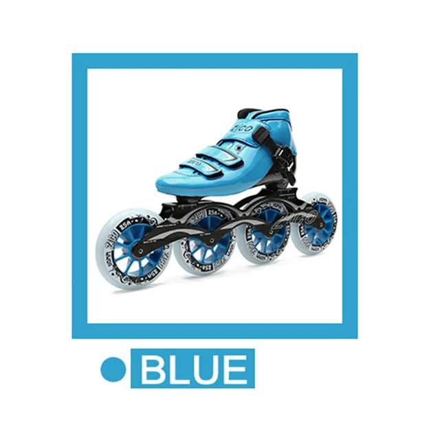 Blue Bright JK ZICO скоростные роликовые коньки из углеродного волокна профессиональные 4 колеса гоночные коньки для детей и взрослых Patins роликовые коньки SH48 - Цвет: Blue Bright