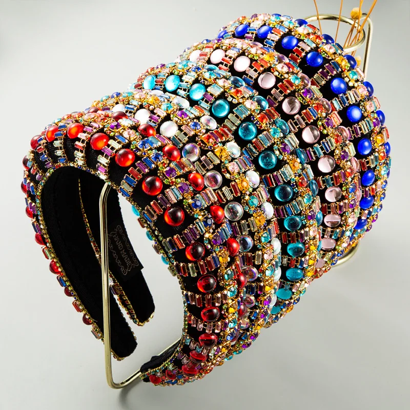 

Colorful Baroque Crystal Headband Fashion Padded Rhinestones Hair Band Thickening Hairband Hoop Women Girls Hair Accessories