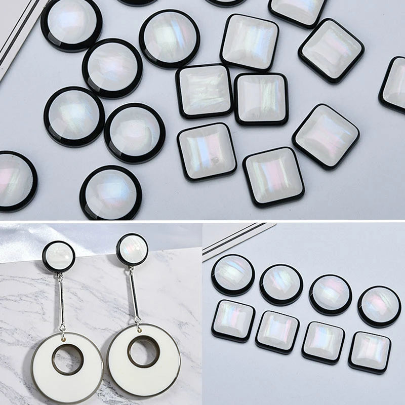 Имитация оболочки эффект квадратный круглый черный и белый материал смолы