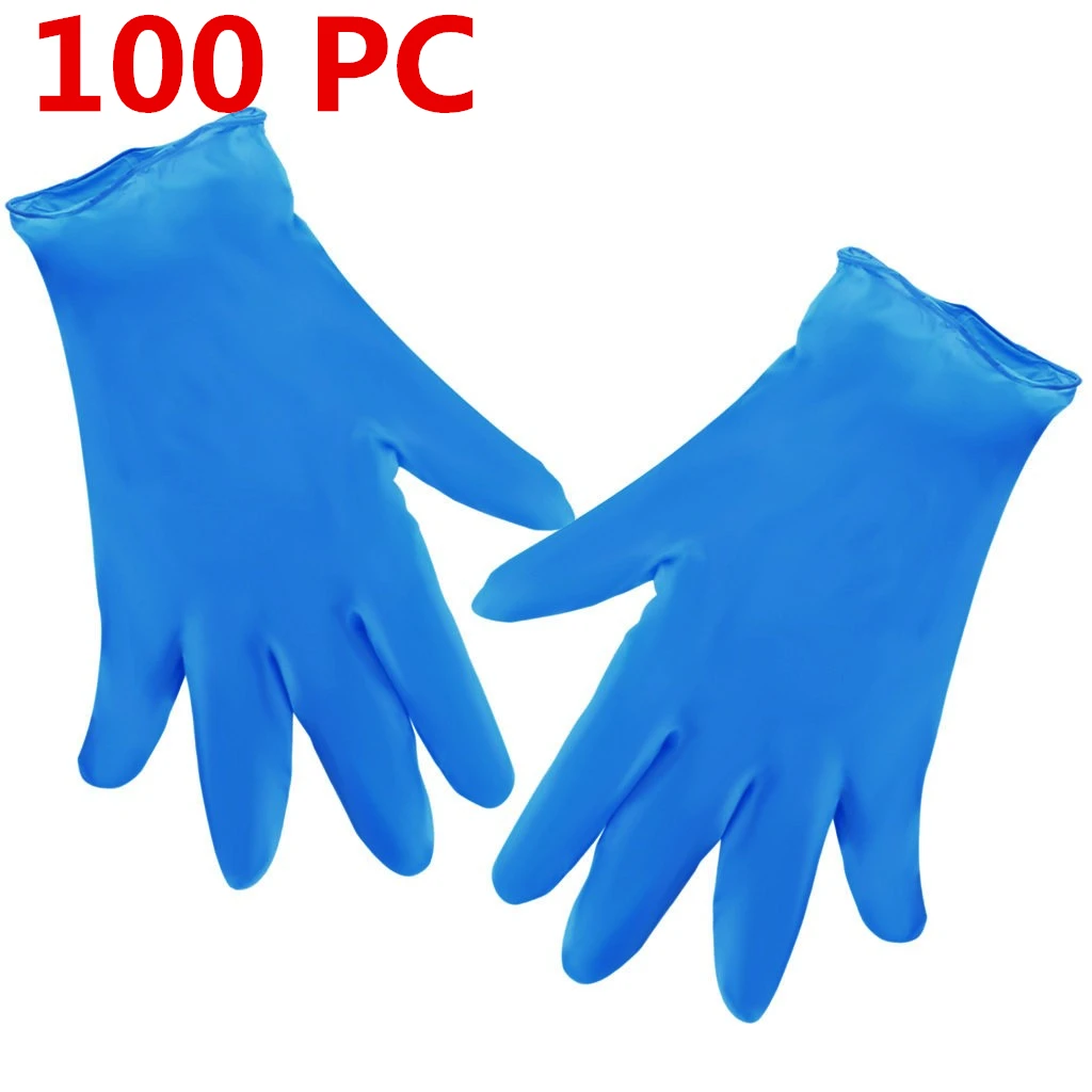 

100PC Protective gloves blue waterproof powder-free latex disposable latex control gloves kitchen work outdoor gloves