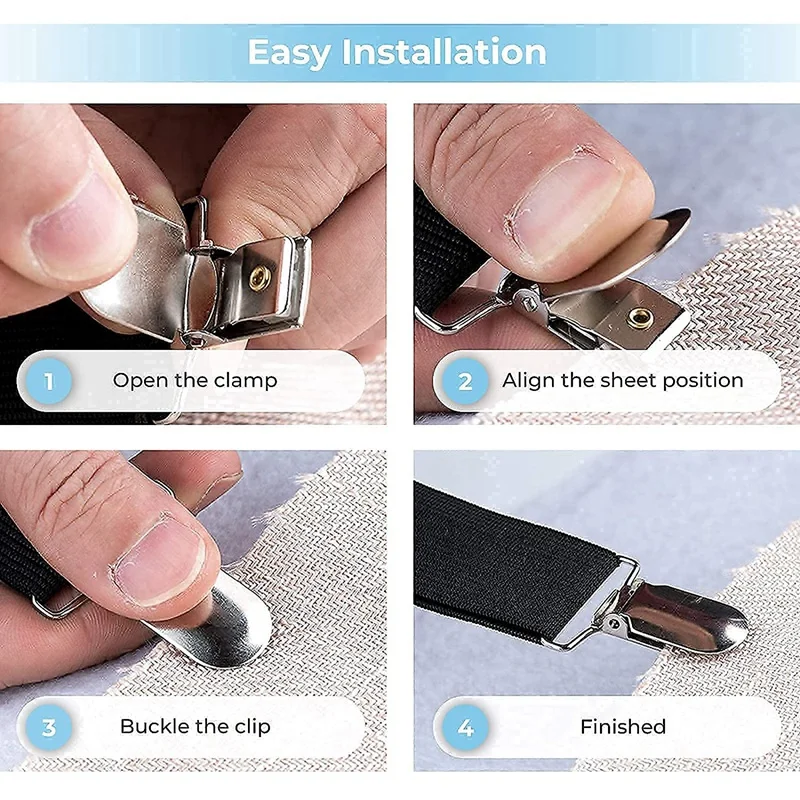 Bed Sheet Holder Straps Adjustable Elastic Crisscross Fasteners Suspenders Stays Clip | Дом и сад