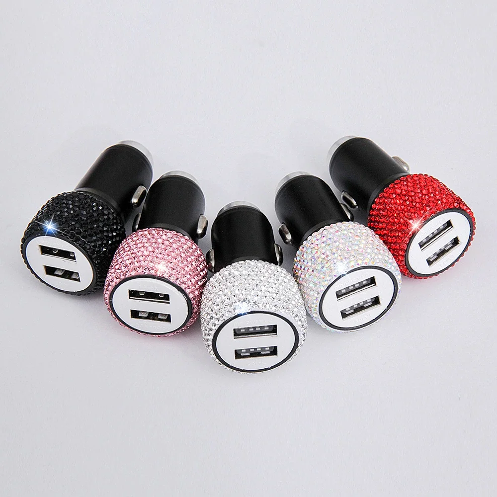 

Diamond Car Phone Safety Hammer Charger Dual USB Fast-charged Diamond Car Phone Aluminum Alloy Car Accessories Moto
